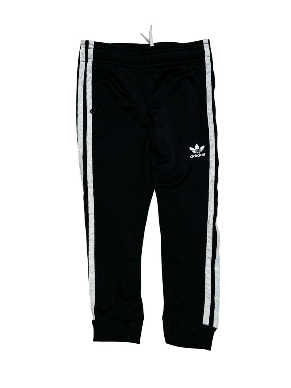 adidas Black Kids Joggers with White Side Stripes